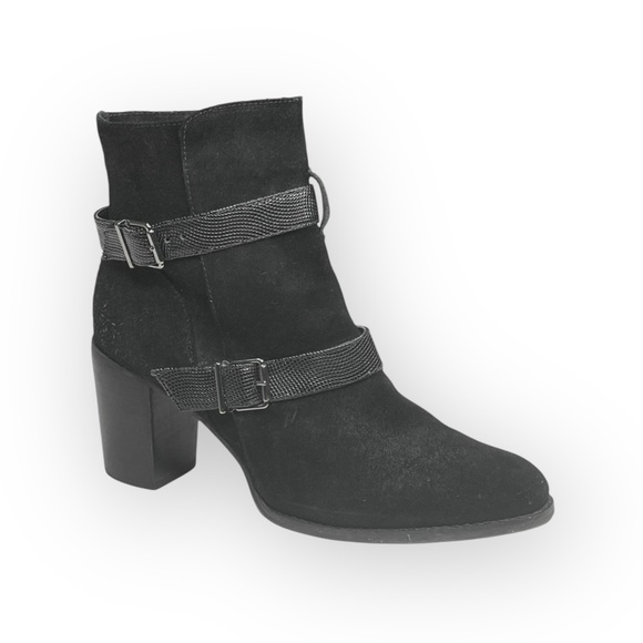 Paula Bahia ✿ Suede Double Buckle Wrap Strap Engineer Boots ✿ Black ✿ 39 8.5M 9M - Picture 1 of 17